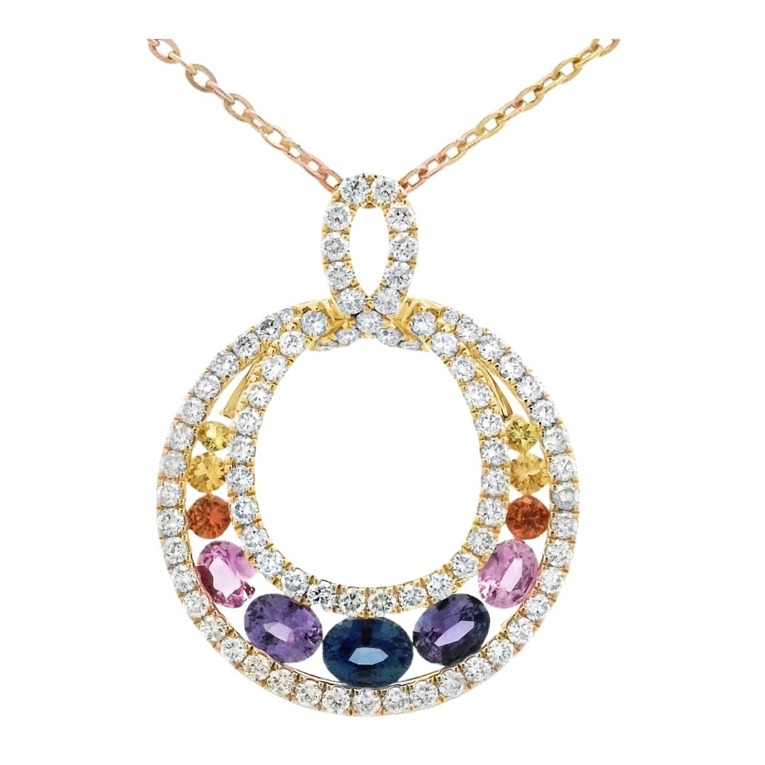 Buy Multi - Color Sapphire Pendant (Sapphire 1.31 cts. Multi - Color Sapphire 0.31 cts. White Diamond 1.13 cts.) at Kay's Fine Jewelry