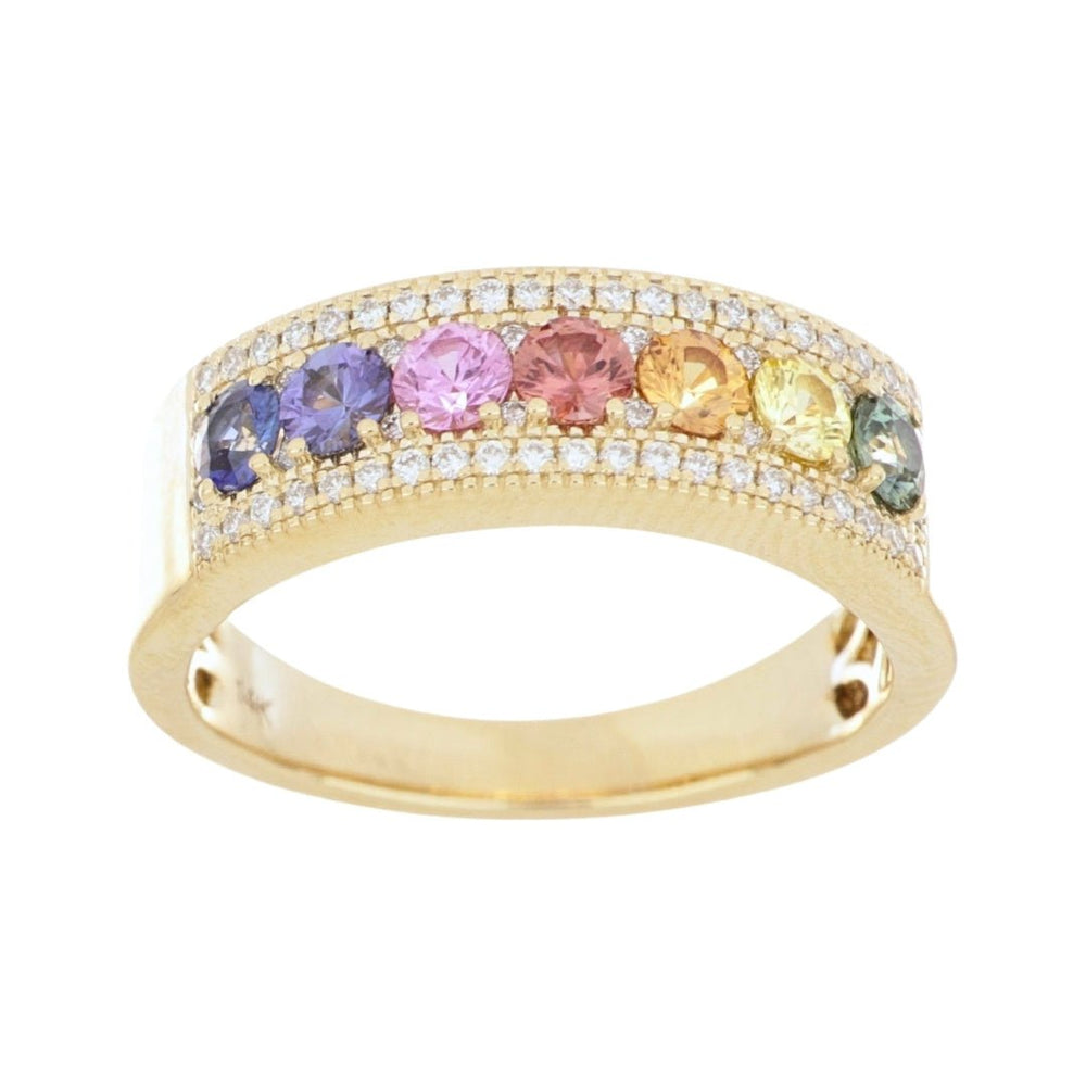 Multi - Color Sapphire Ring (Multi - Color Sapphire 0.87 cts. White Diamond 0.22 cts.) Not Net