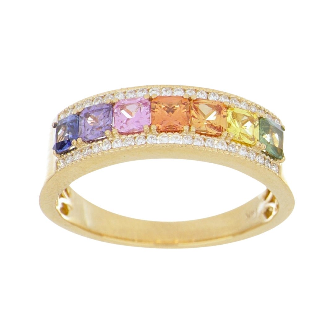 Multi - Color Sapphire Ring (Multi - Color Sapphire 1.14 cts. White Diamond 0.16 cts. ) Not Net