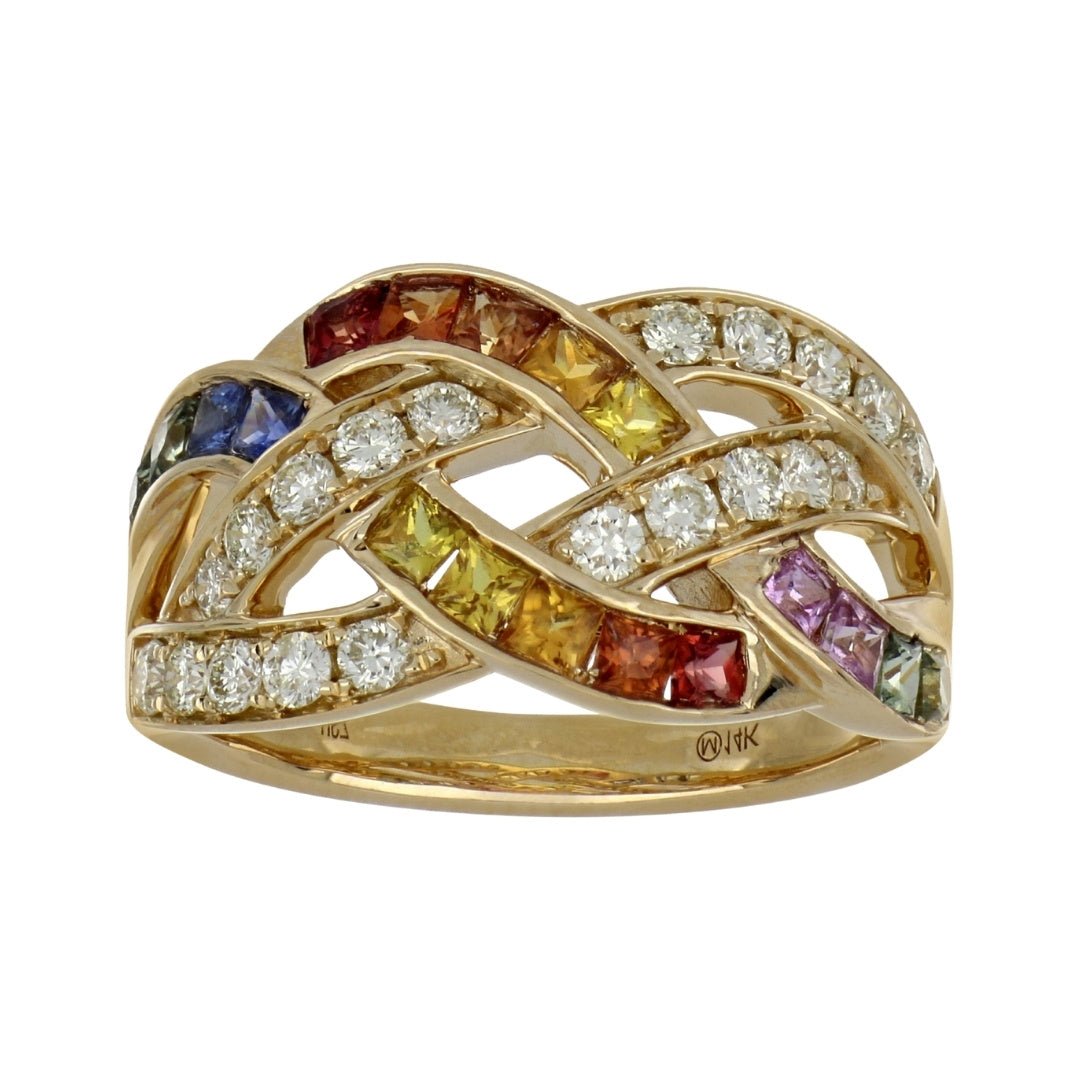 Multi - Color Sapphire Ring (Multi - Color Sapphire 1.16 cts. White Diamond 0.51 cts.) Not Net