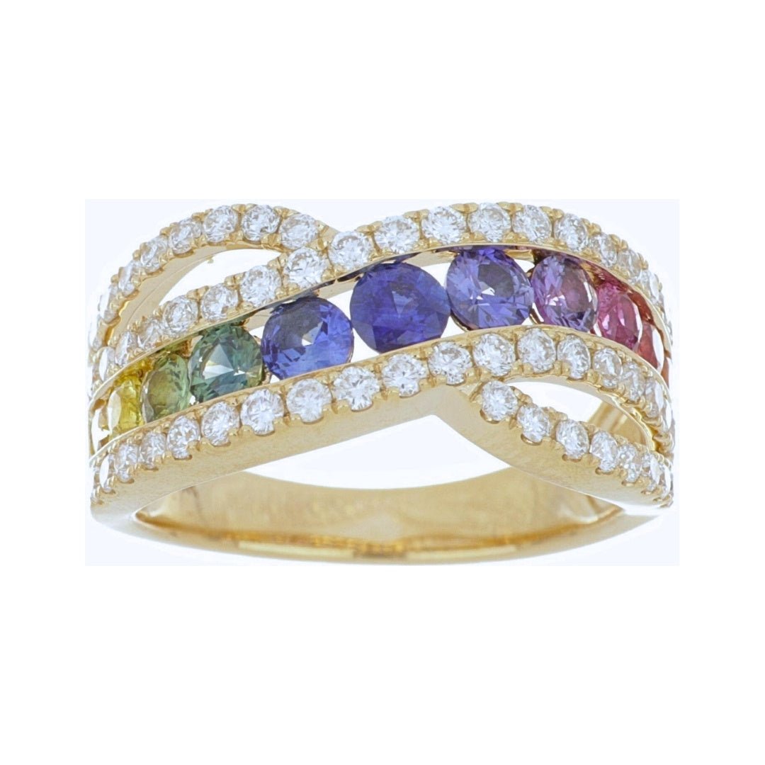 Multi - Color Sapphire Ring (Multi - Color Sapphire 1.34 cts. White Diamond 0.84 cts.) Not Net