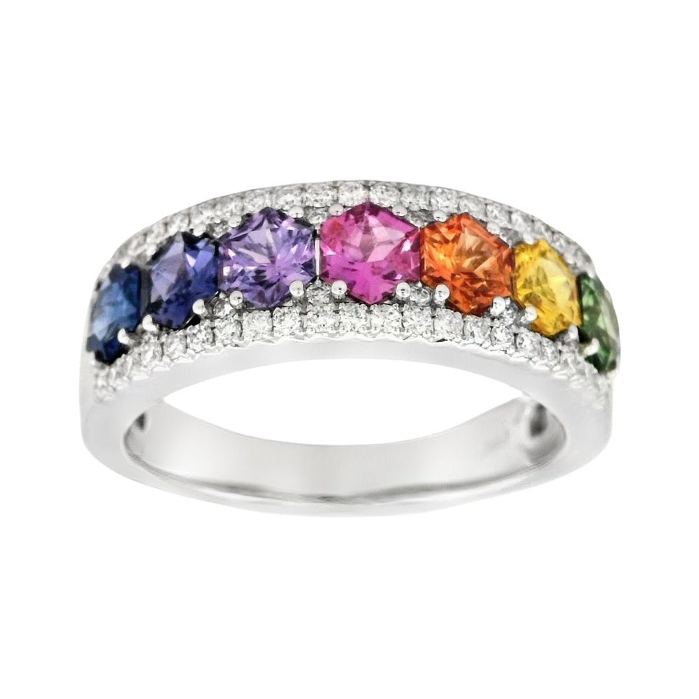 Multi - Color Sapphire Ring (Multi - Color Sapphire 1.62 cts. White Diamond 0.26 cts.) Not Net