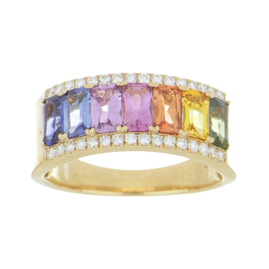 Multi - Color Sapphire Ring (Multi - Color Sapphire 2.22 cts. White Diamond 0.24 cts.) Not Net