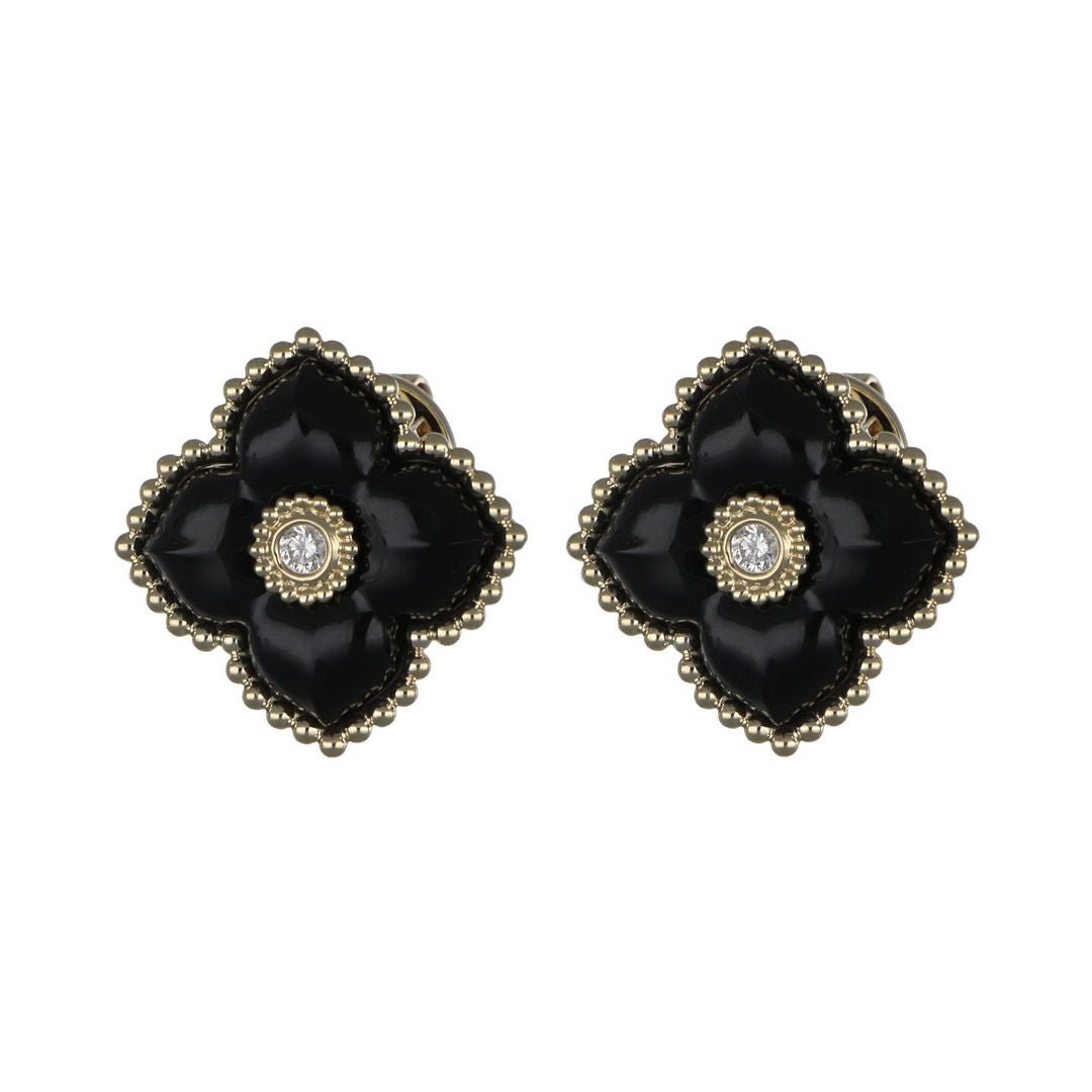 Onyx Earrings (Onyx White Diamond 0.05 cts.) Not Net