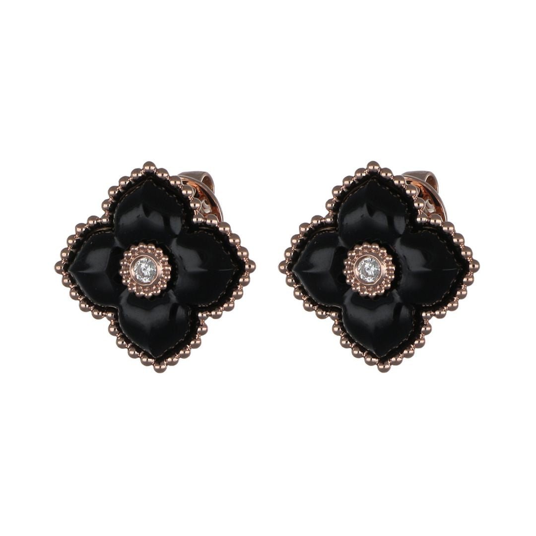 Onyx Earrings (White Diamond 0.05 cts.) Not Net