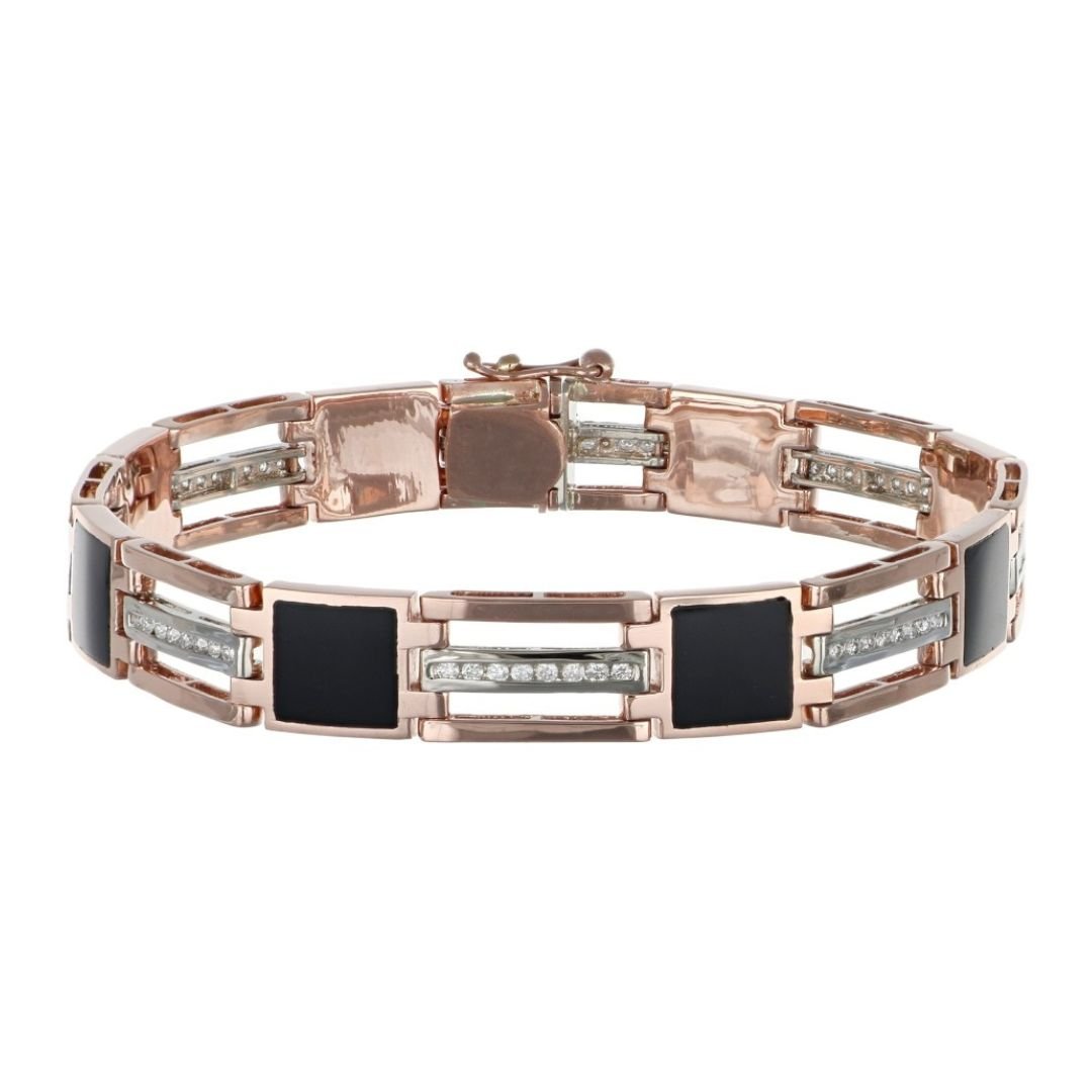 Onyx Men's Bracelet (Onyx White Diamond 0.92 cts.) Not Net
