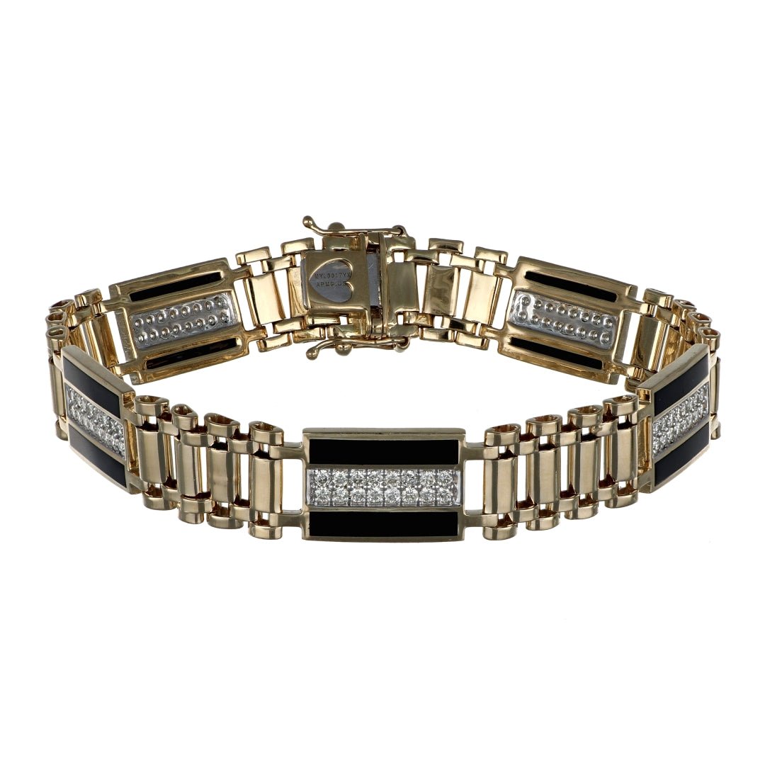 Buy Onyx Men's Bracelet (Onyx - White Diamond 1.49 cts.) at Kay's Fine Jewelry