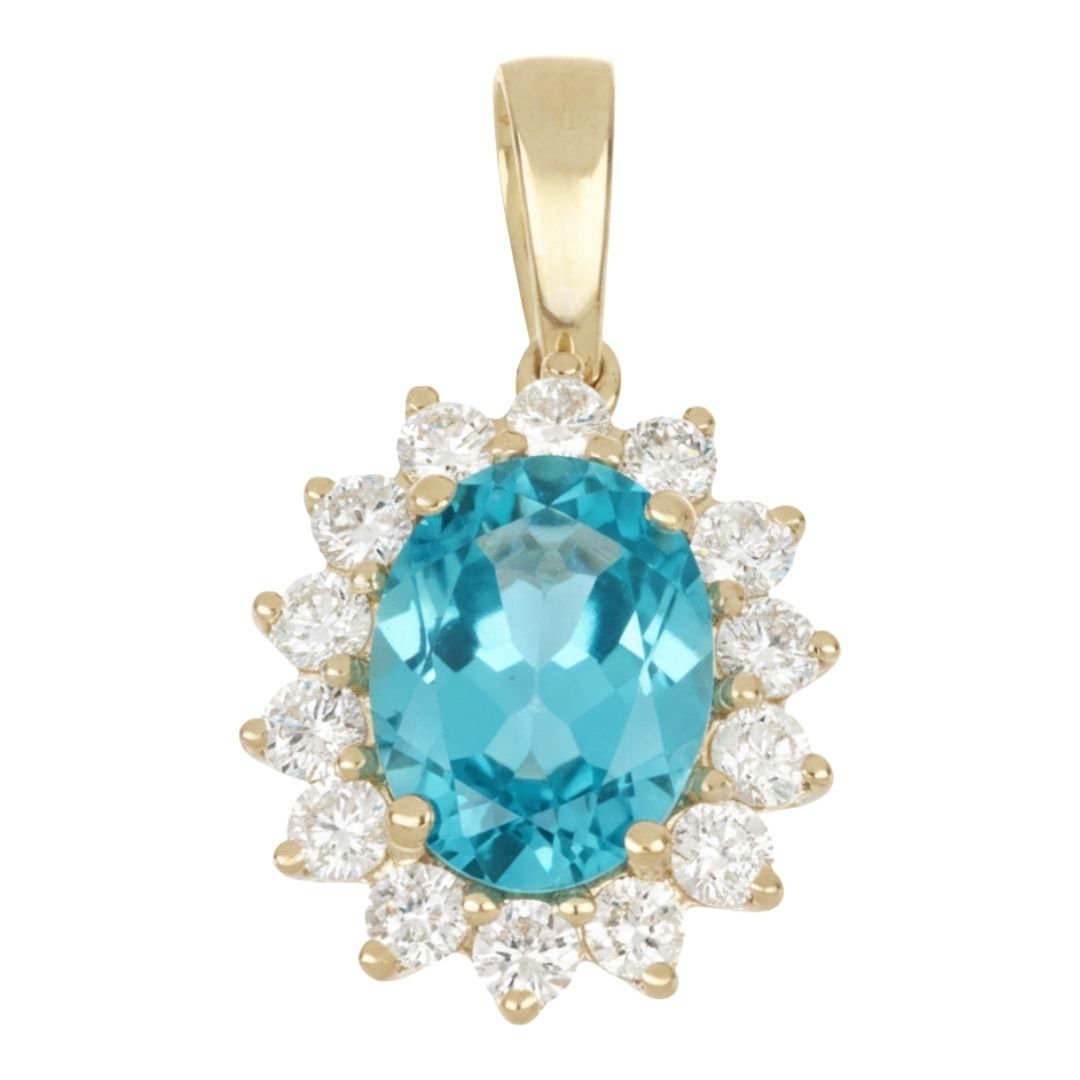 Buy Paraiba Topaz Pendant (Paraiba Topaz 2.06 cts. White Diamond 0.53 cts.) at Kay's Fine Jewelry