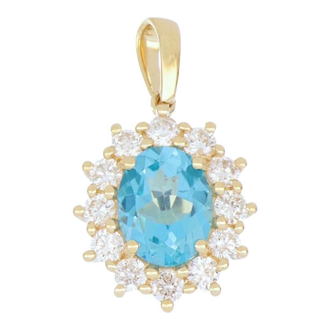 Buy Paraiba Topaz Pendant (Paraiba Topaz 2.19 cts. White Diamond 0.8 cts.) at Kay's Fine Jewelry