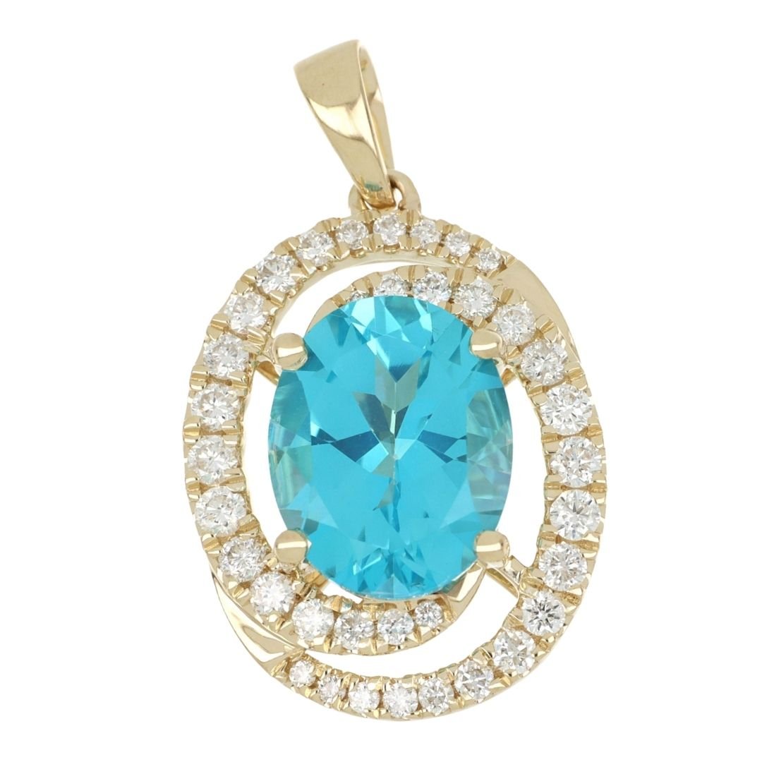 Buy Paraiba Topaz Pendant (Paraiba Topaz 3.07 cts. White Diamond 0.39 cts.) at Kay's Fine Jewelry