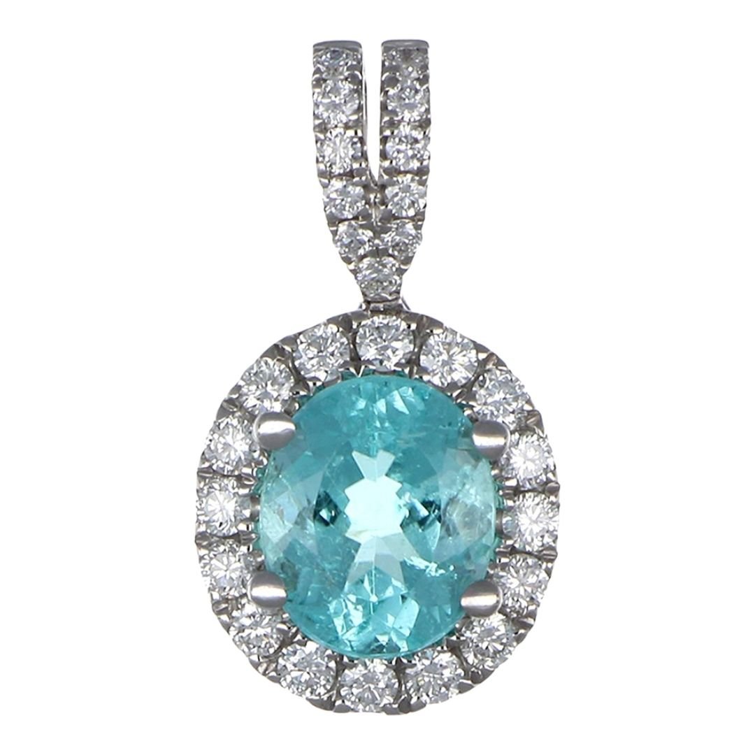 Buy Paraiba Tourmaline Pendant (Paraiba Tourmaline 0.88 cts. Round White Diamond 0.22 cts.) at Kay's Fine Jewelry