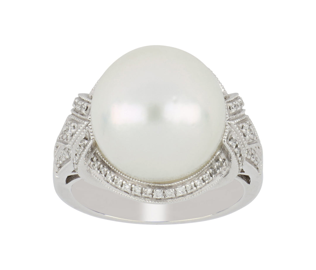 Pearl Ladies Ring (South Sea Pearl 13mm White Diamond 0.3 cts.) Not Net
