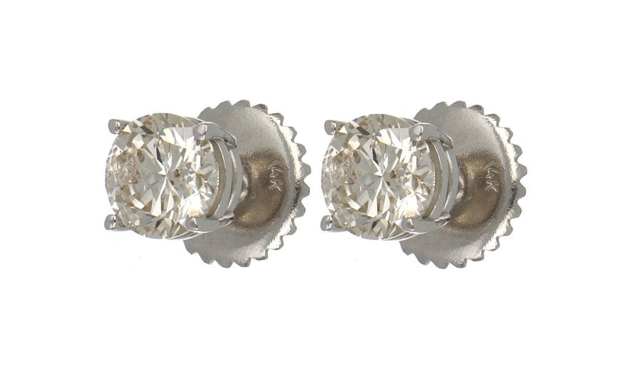 Perfectly Matched Round Brilliant Cut Diamond Studs Not Net