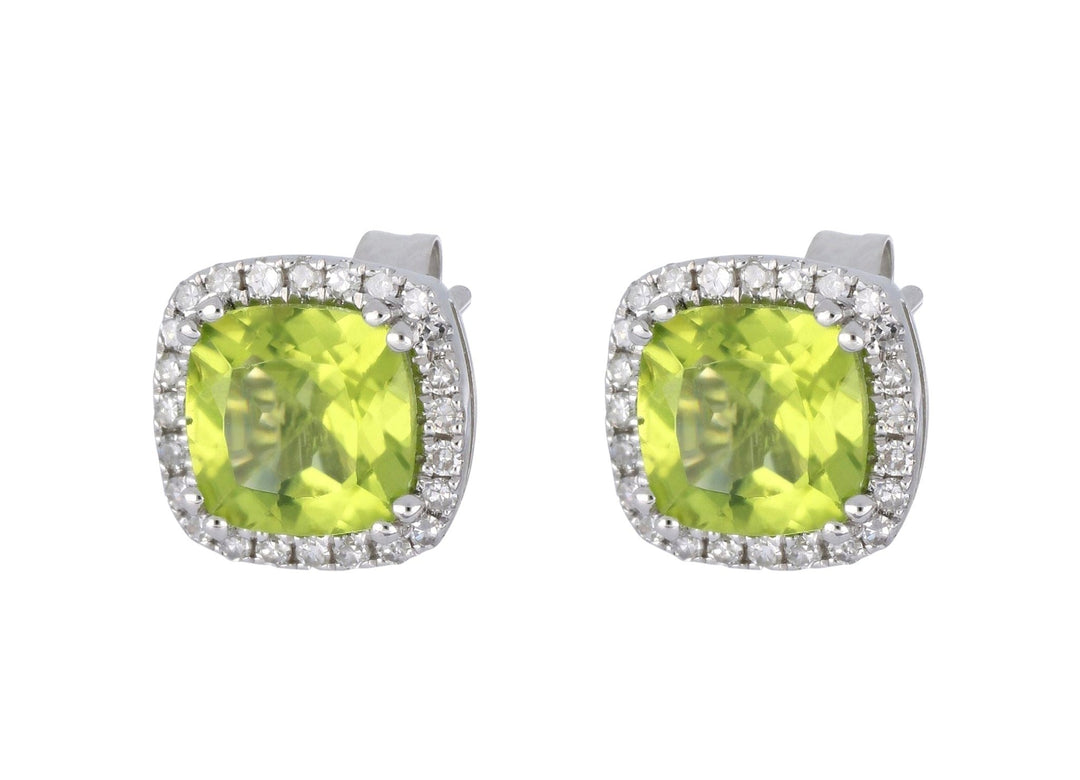 Peridot Earrings (Peridot 1.99 cts. White Diamond 0.19 cts.) Not Net