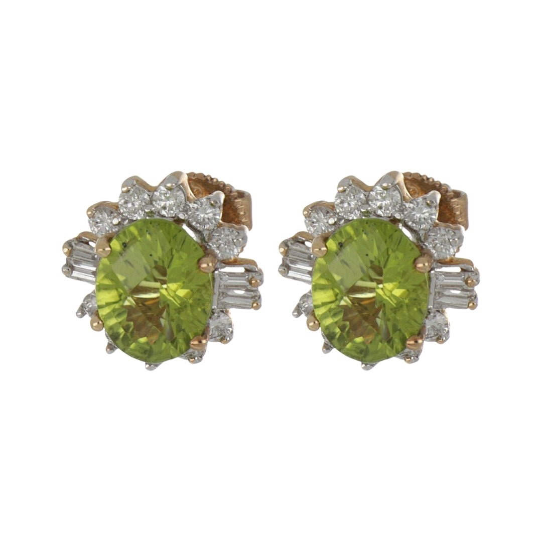 Peridot Earrings (Peridot 3.4 cts. White Diamond 0.61 cts. White Diamond 0.21 cts.) Not Net