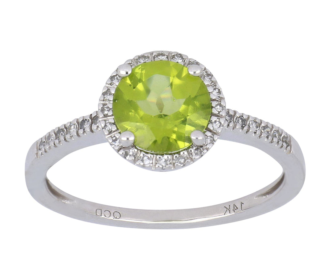 Peridot Ring (Peridot 1.39 cts. White Diamond 0.12 cts.) Not Net