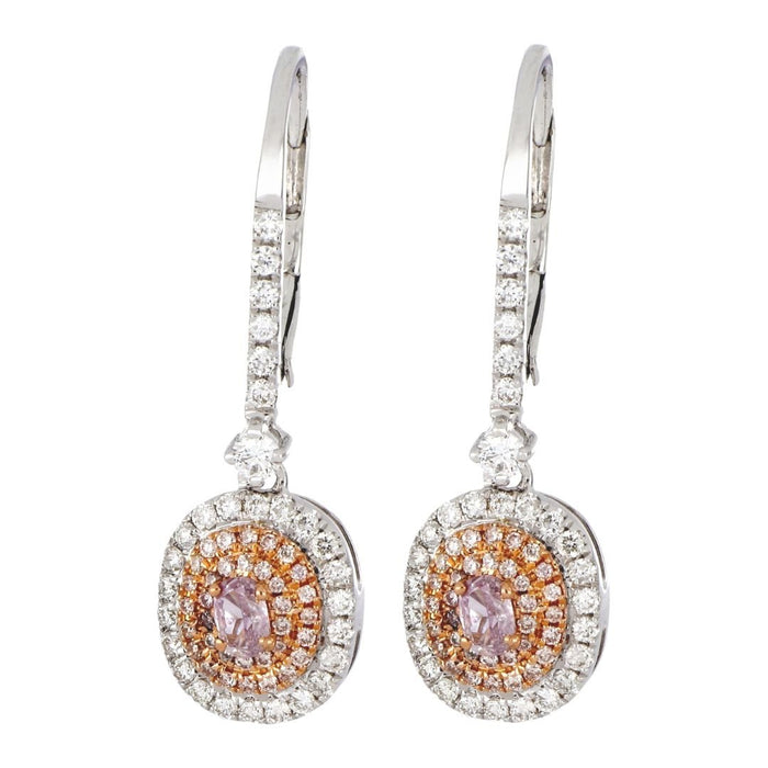 Pink Diamond Earrings (Pink Diamond 0.18 cts. Pink Diamond 0.16 cts. White Diamond 0.42 cts.) Not Net
