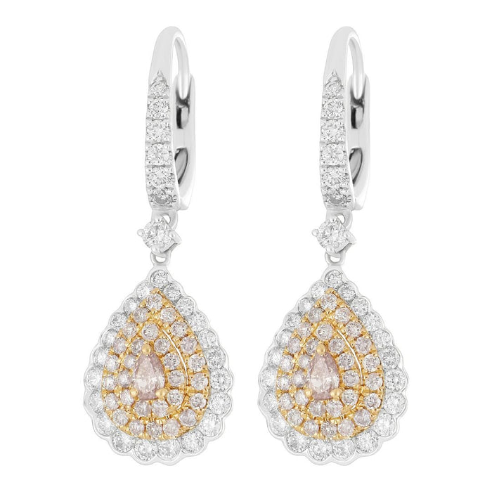 Pink Diamond Earrings (Pink Diamond 0.21 cts. Pink Diamond 0.43 cts. White Diamond 0.76 cts.) Not Net