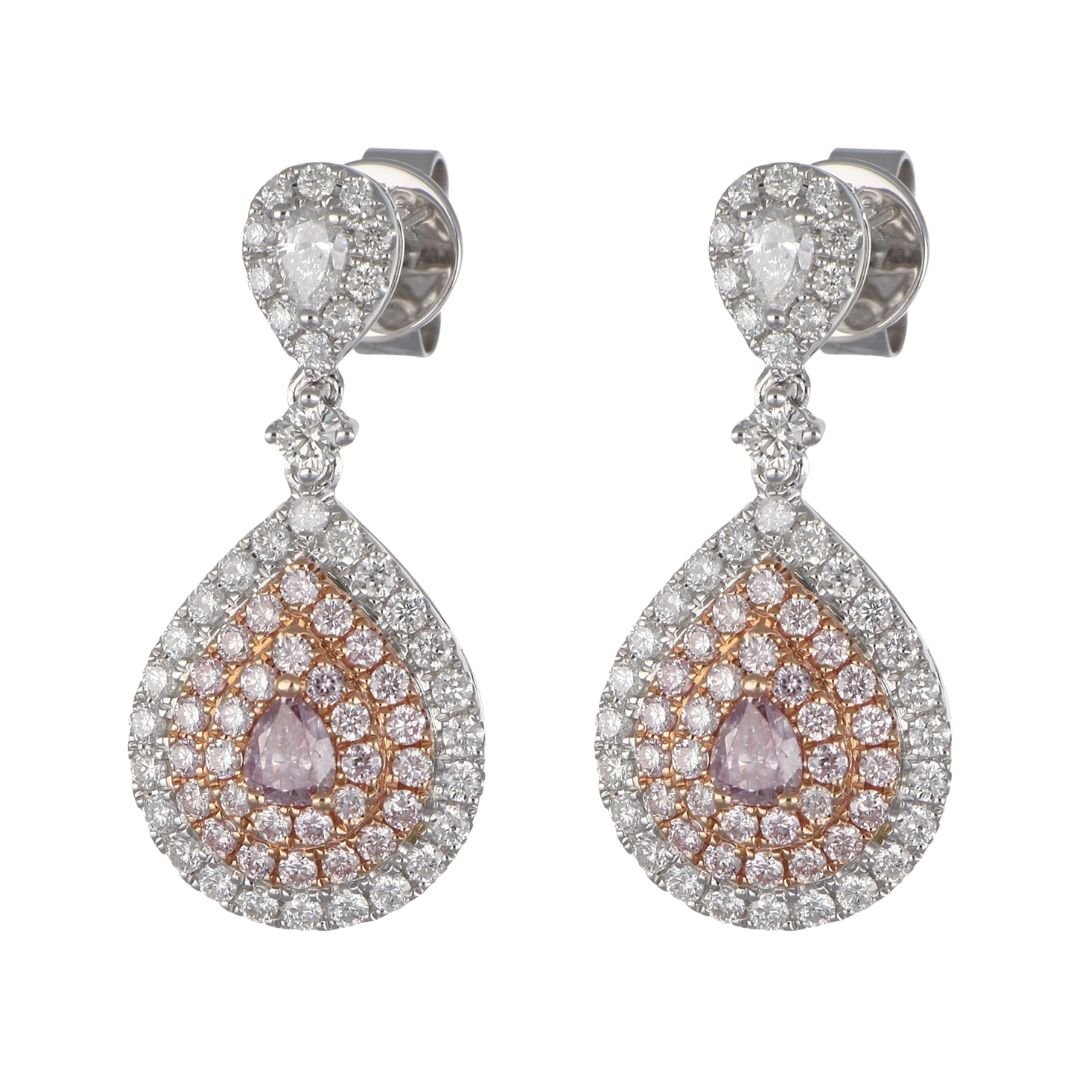 Pink Diamond Earrings (Pink Diamond 0.28 cts. Pink Diamond 0.5 cts. White Diamond 0.86 cts.) Not Net