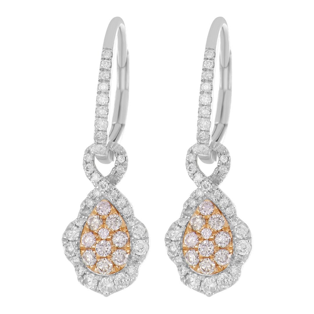 Pink Diamond Earrings (Pink Diamond 0.29 cts. White Diamond 0.44 cts.) Not Net