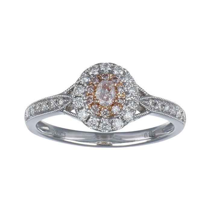 Pink Diamond Ring (Pink Diamond 0.1 cts. Pink Diamond 0.05 cts. White Diamond 0.27 cts.) Not Net
