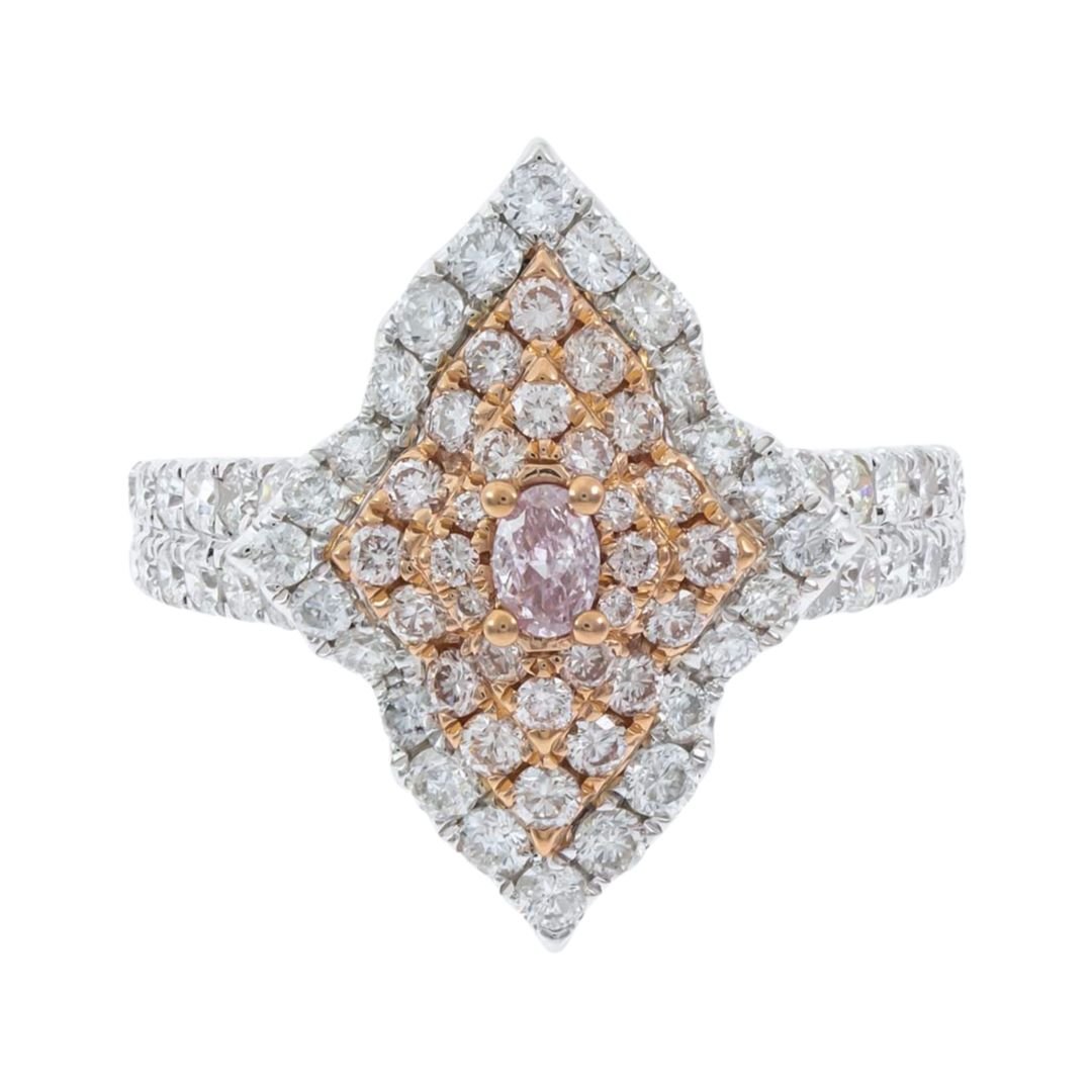 Pink Diamond Ring (Pink Diamond 0.14 cts. Pink Diamond 0.39 cts. White Diamond 1.01 cts.) Not Net