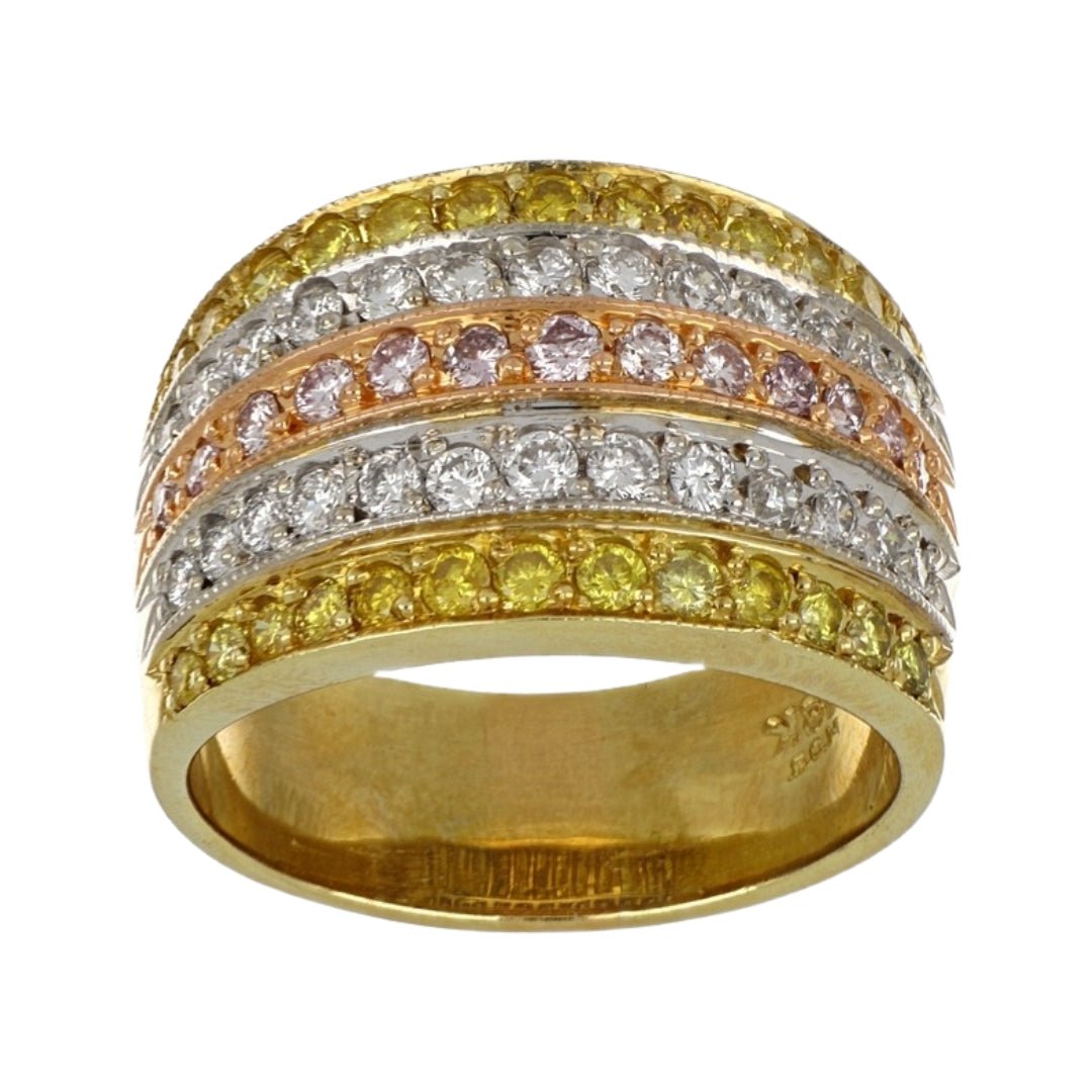 Pink Diamond Ring (Pink Diamond 0.28 cts. Yellow Diamond 0.51 cts. White Diamond 0.5 cts.) Not Net
