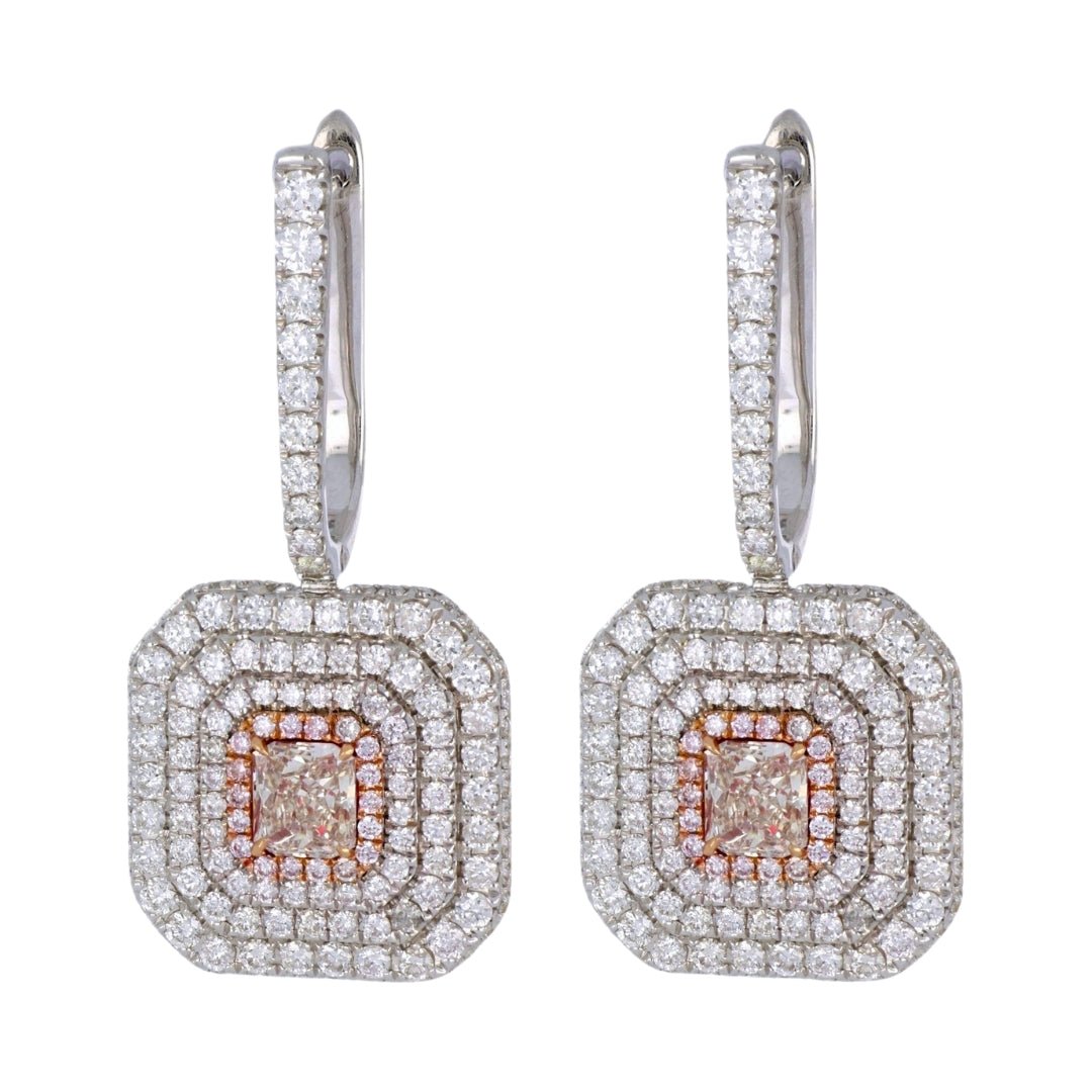 Pink Earrings (Pink Diamond 0.75 cts. Pink Diamond 0.13 cts. White Diamond 1.78 cts.) Not Net