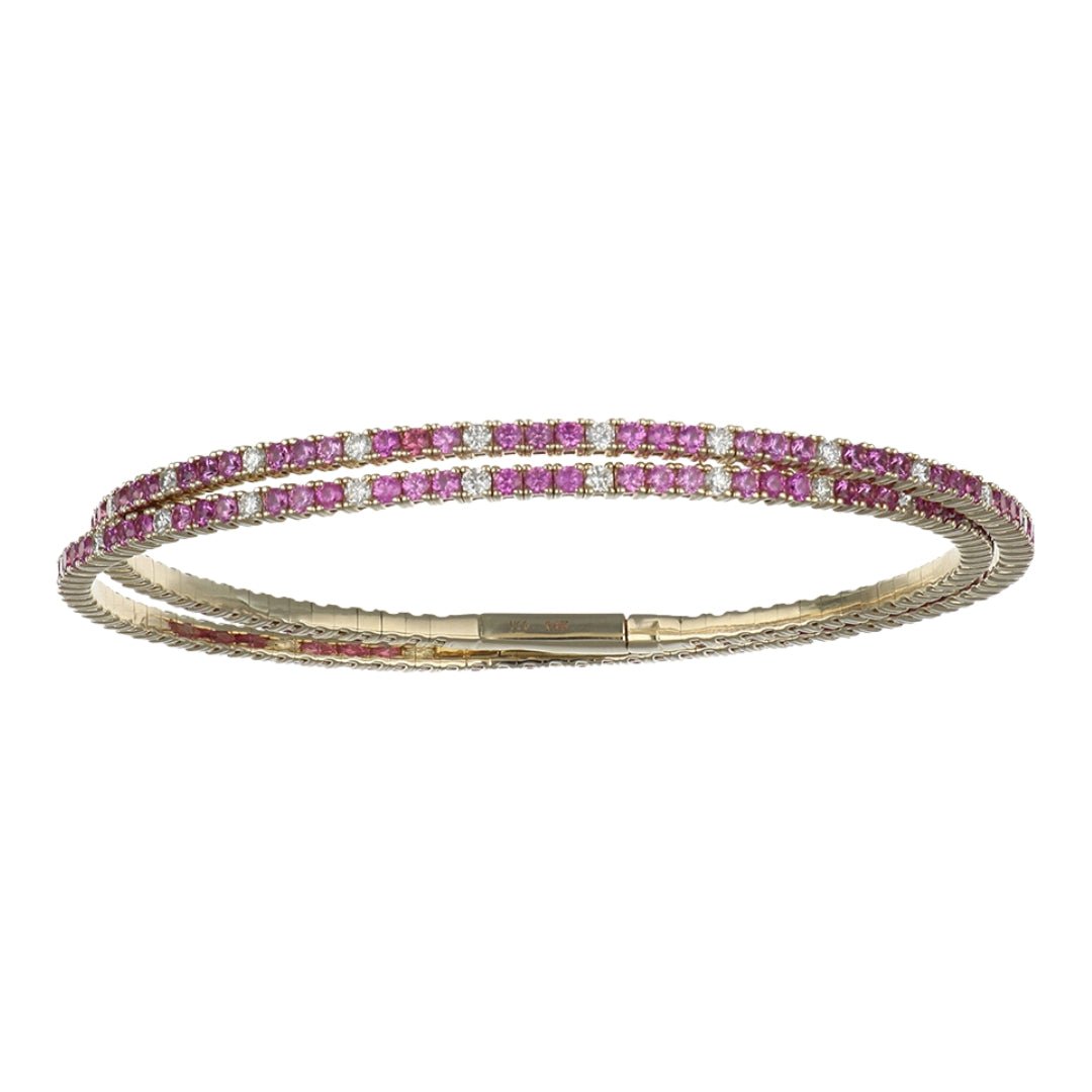 Pink Sapphire Bangle (Pink Sapphire 3.87 cts. Round White Diamond 1.03 cts.) Not Net