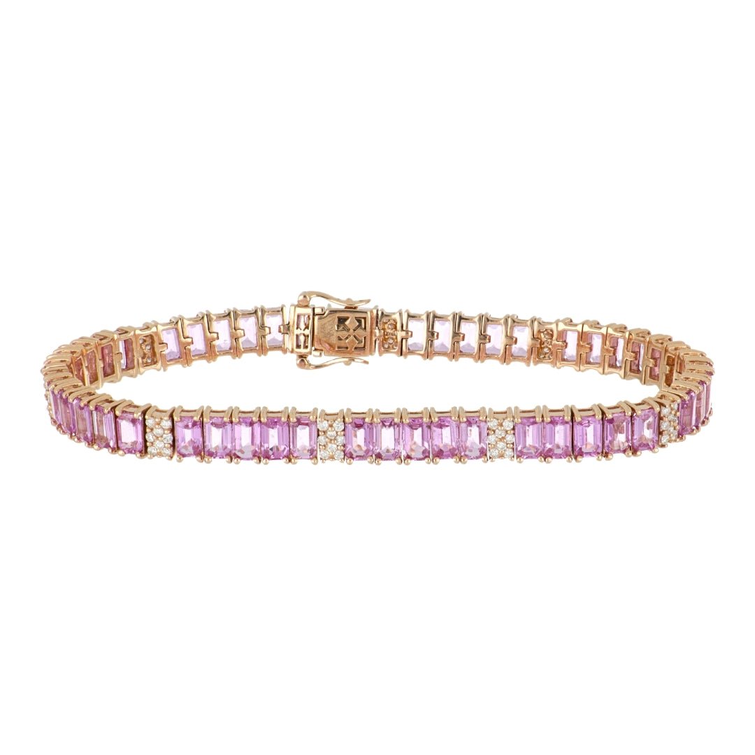 Pink Sapphire Bracelet (Pink Sapphire 14.45 cts. White Diamond 0.51 cts.) Not Net
