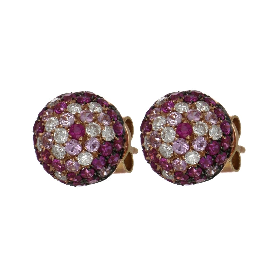 Pink Sapphire Earrings (Pink Sapphire 0.39 cts. Ruby 1.07 cts. White Diamond 0.34 cts.) Not Net
