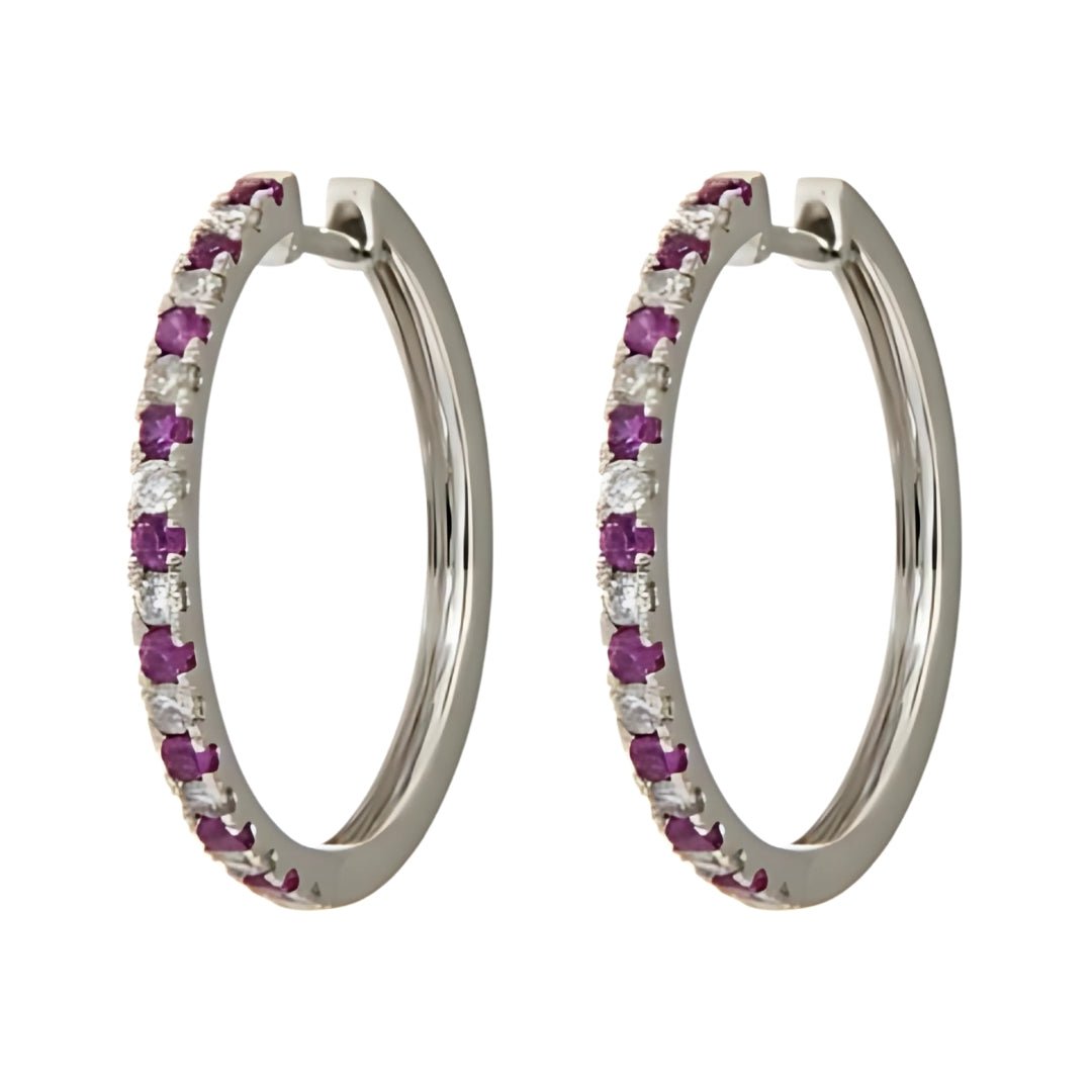 Pink Sapphire Earrings (Pink Sapphire 0.4 cts. White Diamond 0.32 cts.) Not Net