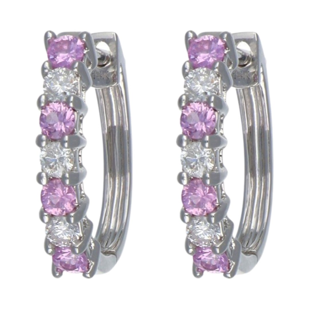 Pink Sapphire Earrings (Pink Sapphire 0.5 cts. White Diamond 0.26 cts.) Not Net