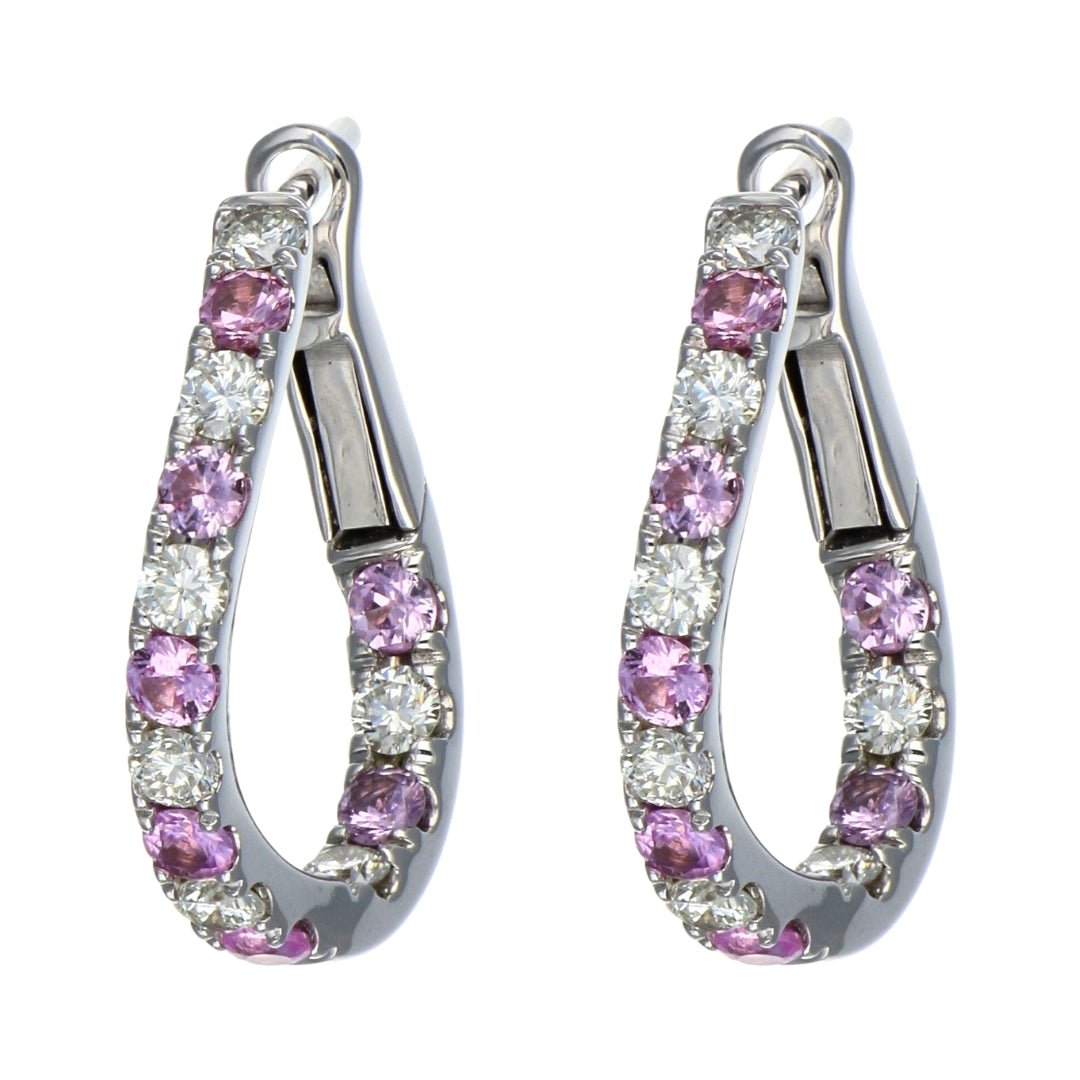 Pink Sapphire Earrings (Pink Sapphire 0.71 cts. White Diamond 0.61 cts. ) Not Net