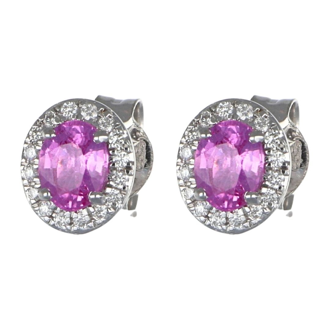 Buy Pink Sapphire Earrings (Pink Sapphire 0.72 cts. White Diamond 0.11 cts.) at Kay's Fine Jewelry