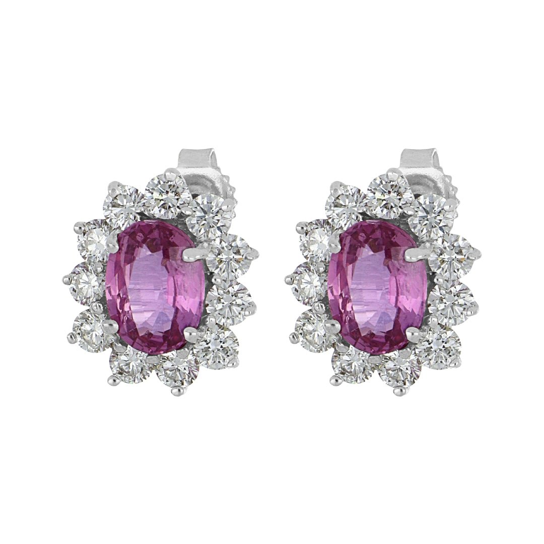 Pink Sapphire Earrings (Pink Sapphire 2 cts. White Diamond 1.15 cts.) Not Net