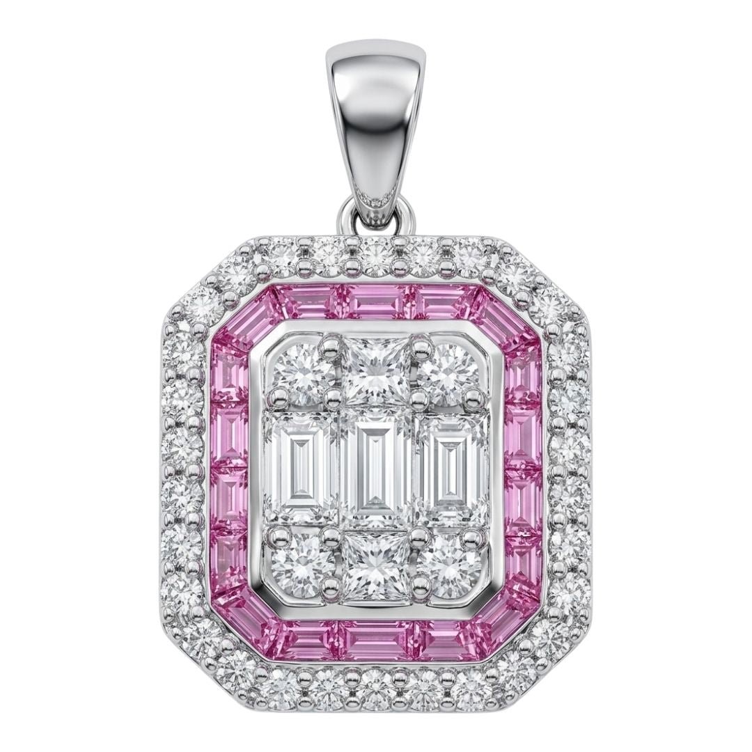 Buy Pink Sapphire Pendant (Pink Sapphire 0.45 cts. White Diamond 0.3 cts. White Diamond 0.34 cts. ) at Kay's Fine Jewelry
