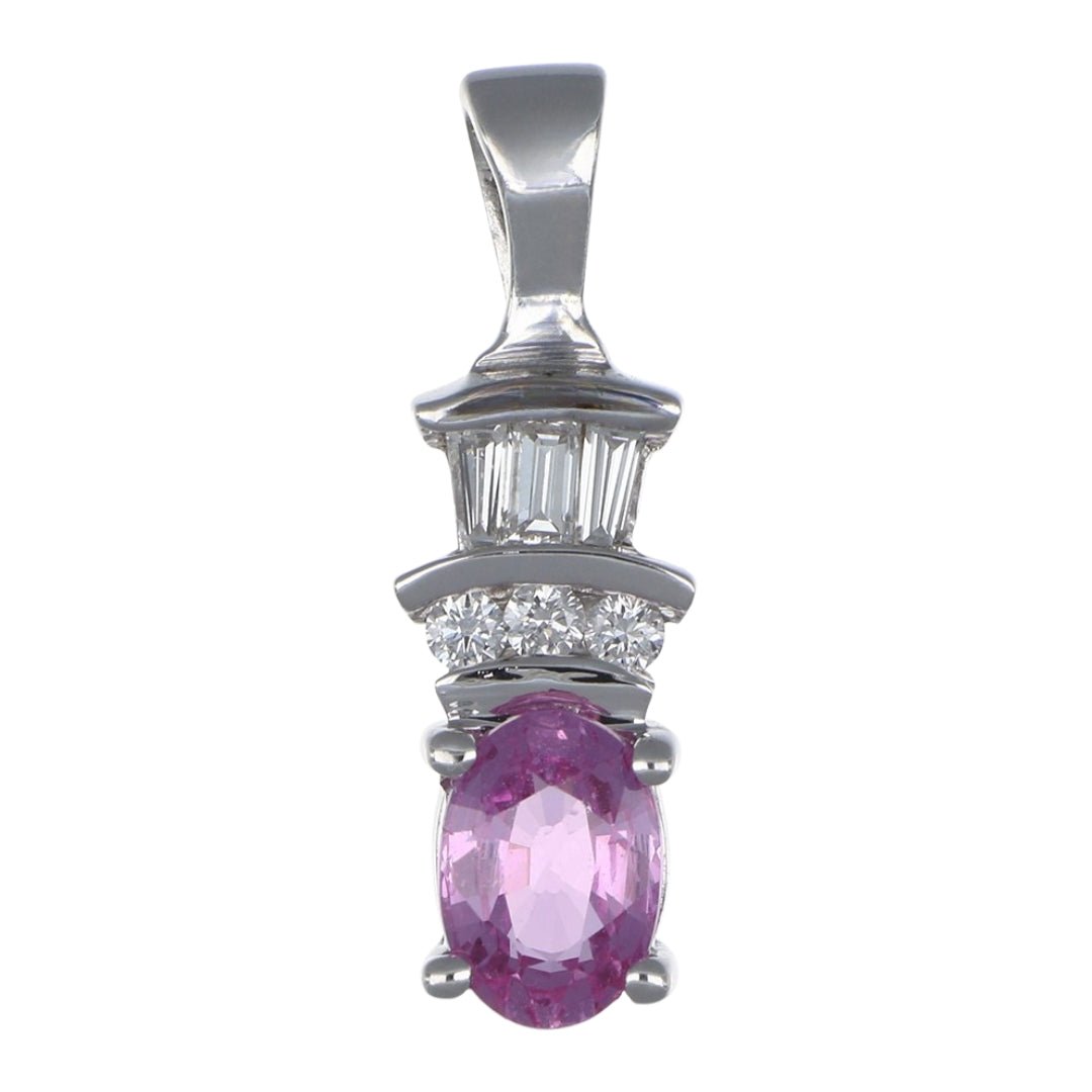 Pink Sapphire Pendant (Pink Sapphire 0.64 cts. White Diamond 0.08 cts. White Diamond 0.05 cts.) Not Net