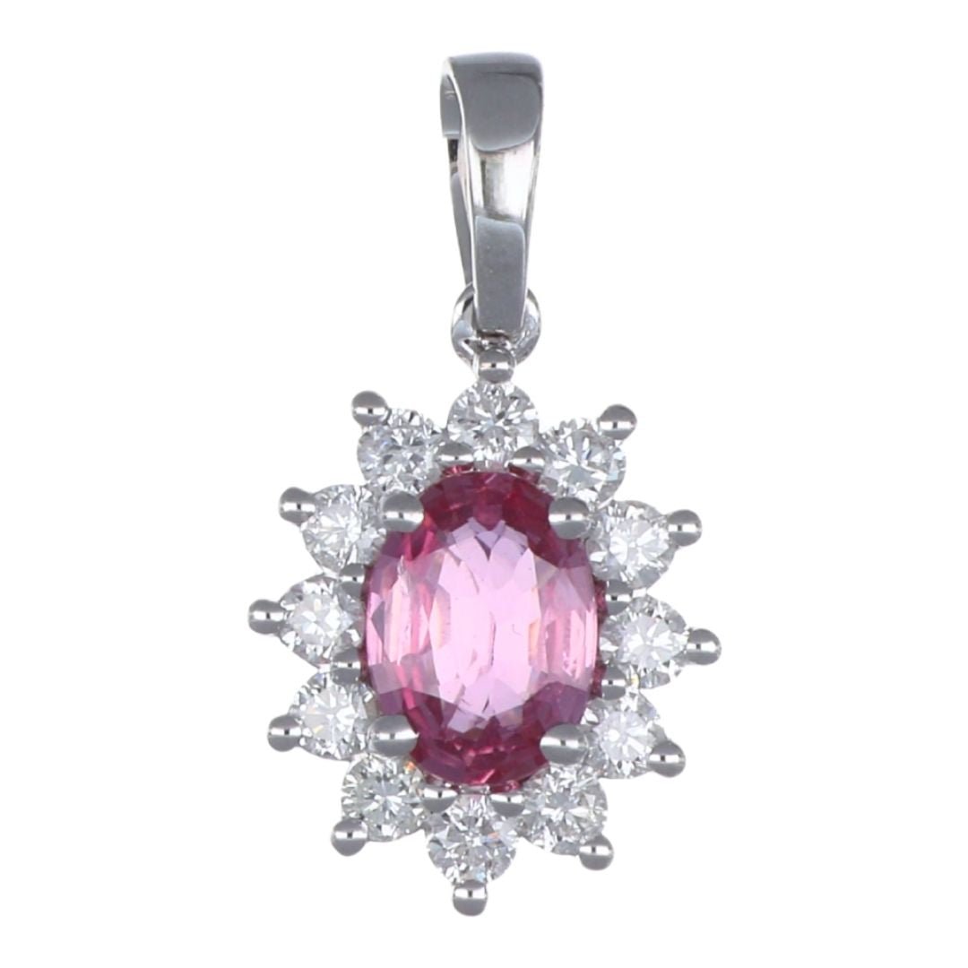Buy Pink Sapphire Pendant (Pink Sapphire 0.77 cts. White Diamond 0.36 cts.) at Kay's Fine Jewelry