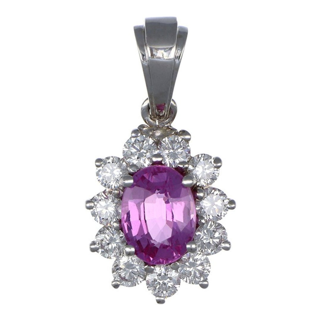 Pink Sapphire Pendant (Pink Sapphire 1.14 cts. White Diamond 0.58 cts) Not Net