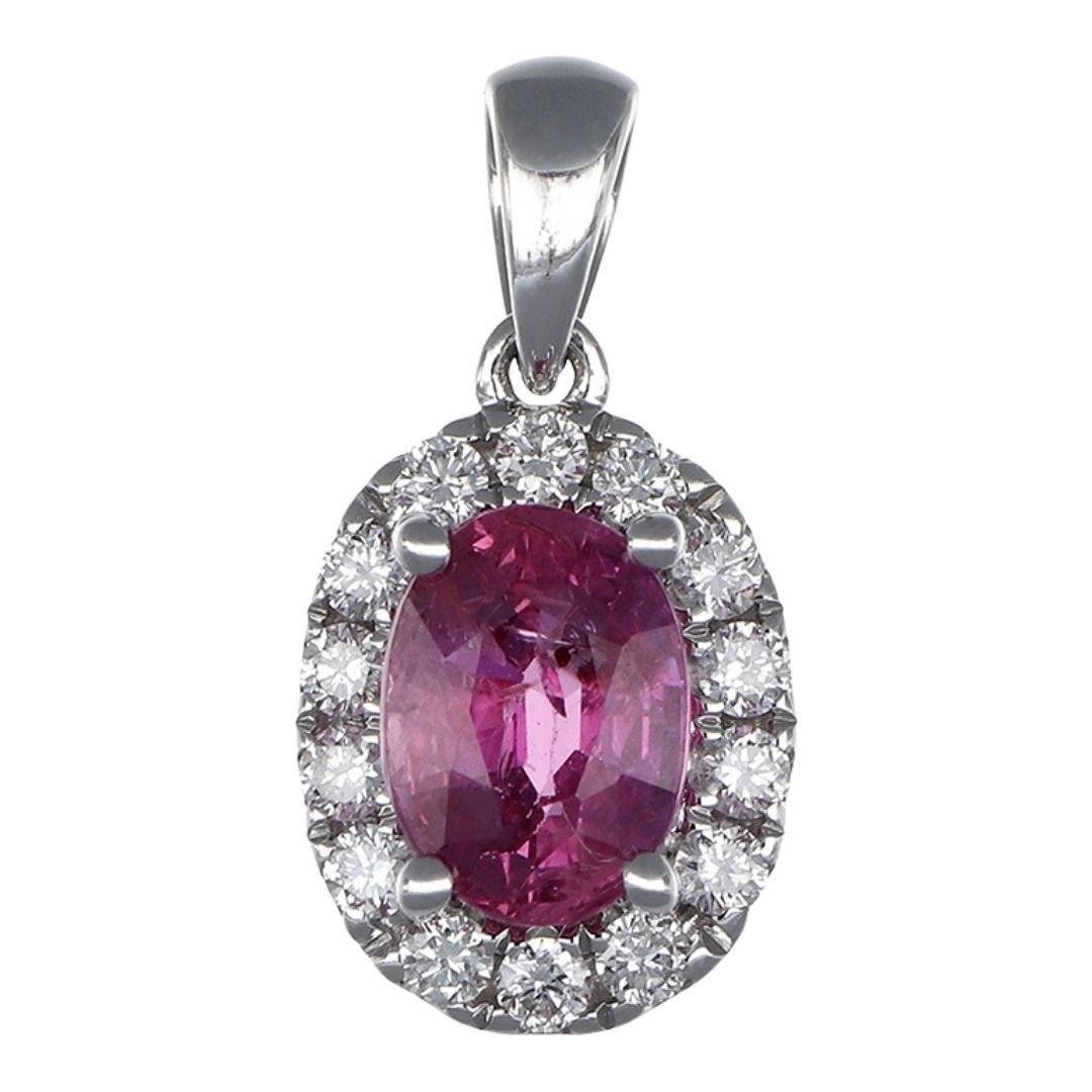 Buy Pink Sapphire Pendant (Pink Sapphire 1.34 cts. White Diamond 0.23 cts.) at Kay's Fine Jewelry