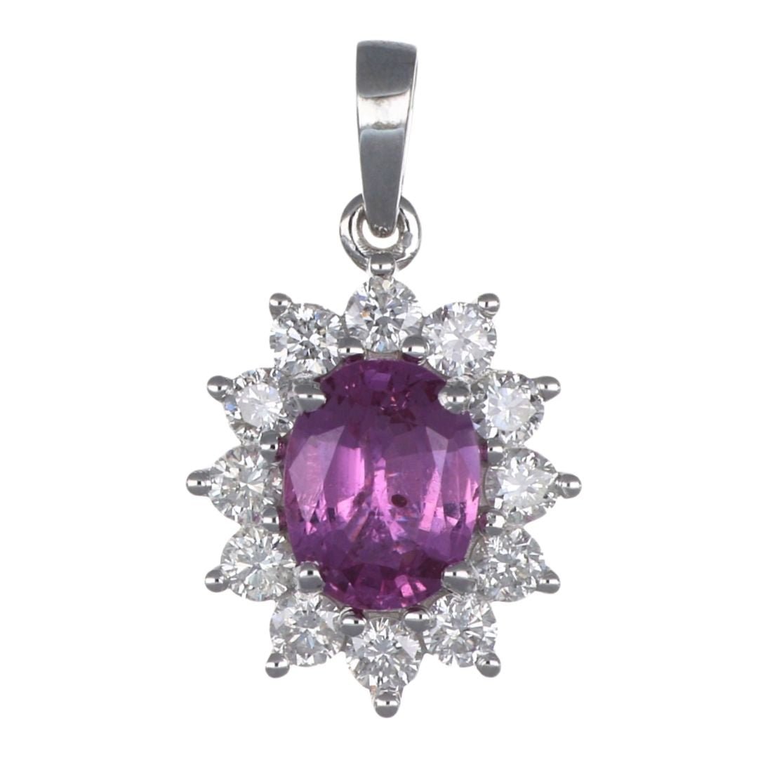 Buy Pink Sapphire Pendant (Pink Sapphire 1.47 cts. White Diamond 0.63 cts.) at Kay's Fine Jewelry