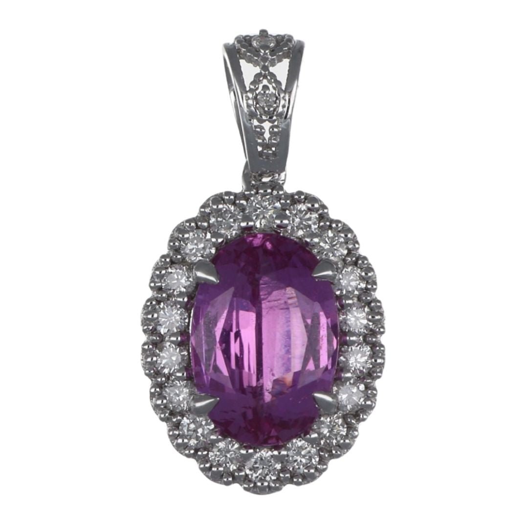 Buy Pink Sapphire Pendant (Pink Sapphire 2.01 cts. White Diamond 0.26 cts. ) at Kay's Fine Jewelry