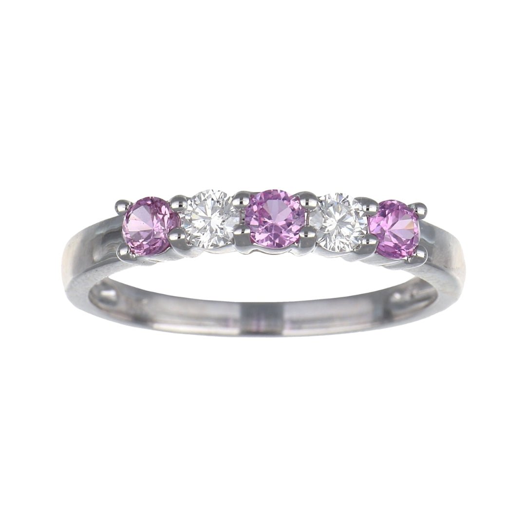 Pink Sapphire Ring (Pink Sapphire 0.34 cts. Round White Diamond 0.18 cts.) Not Net