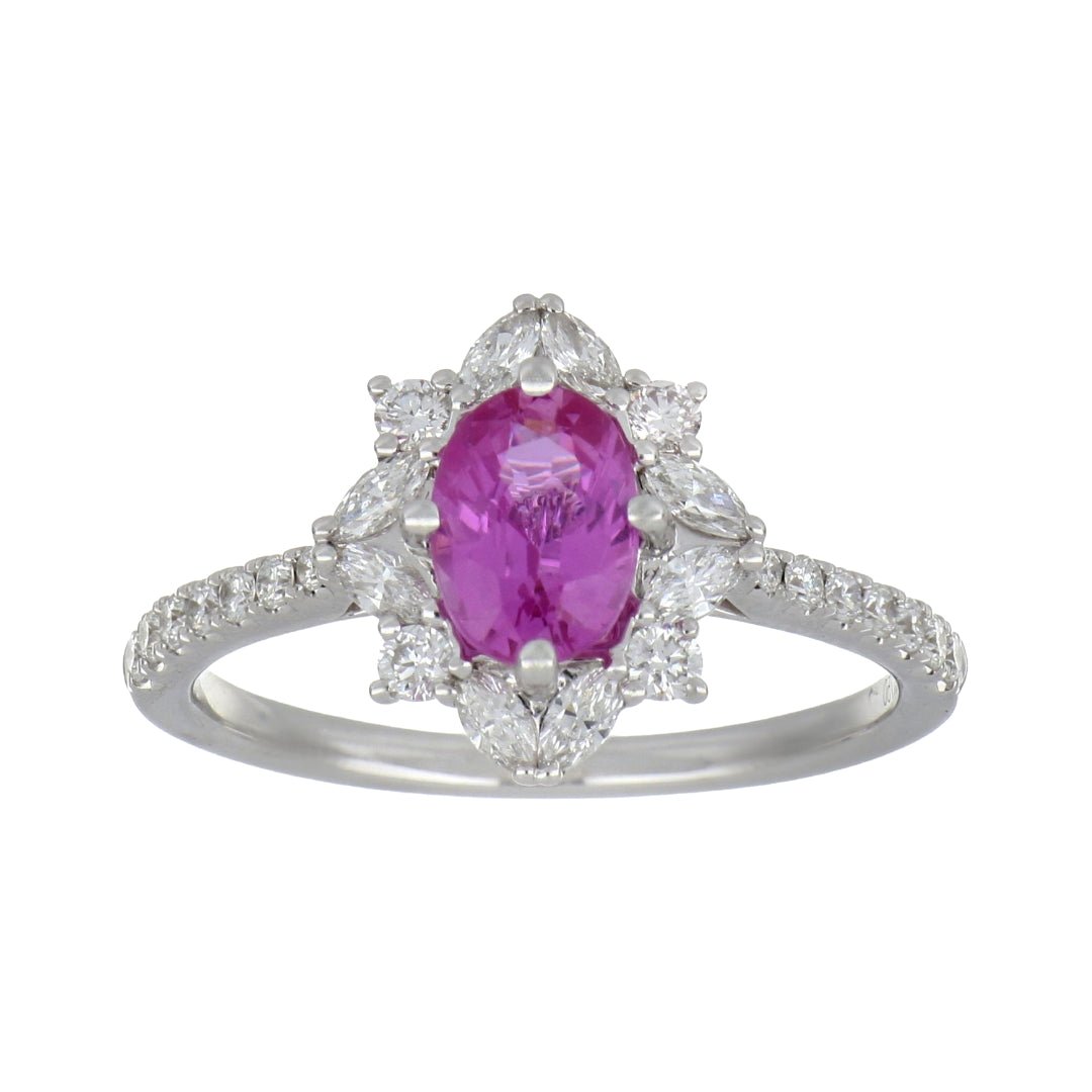 Pink Sapphire Ring (Pink Sapphire 1.12 cts. White Diamond 0.26 cts. White Diamond 0.28 cts.) Not Net