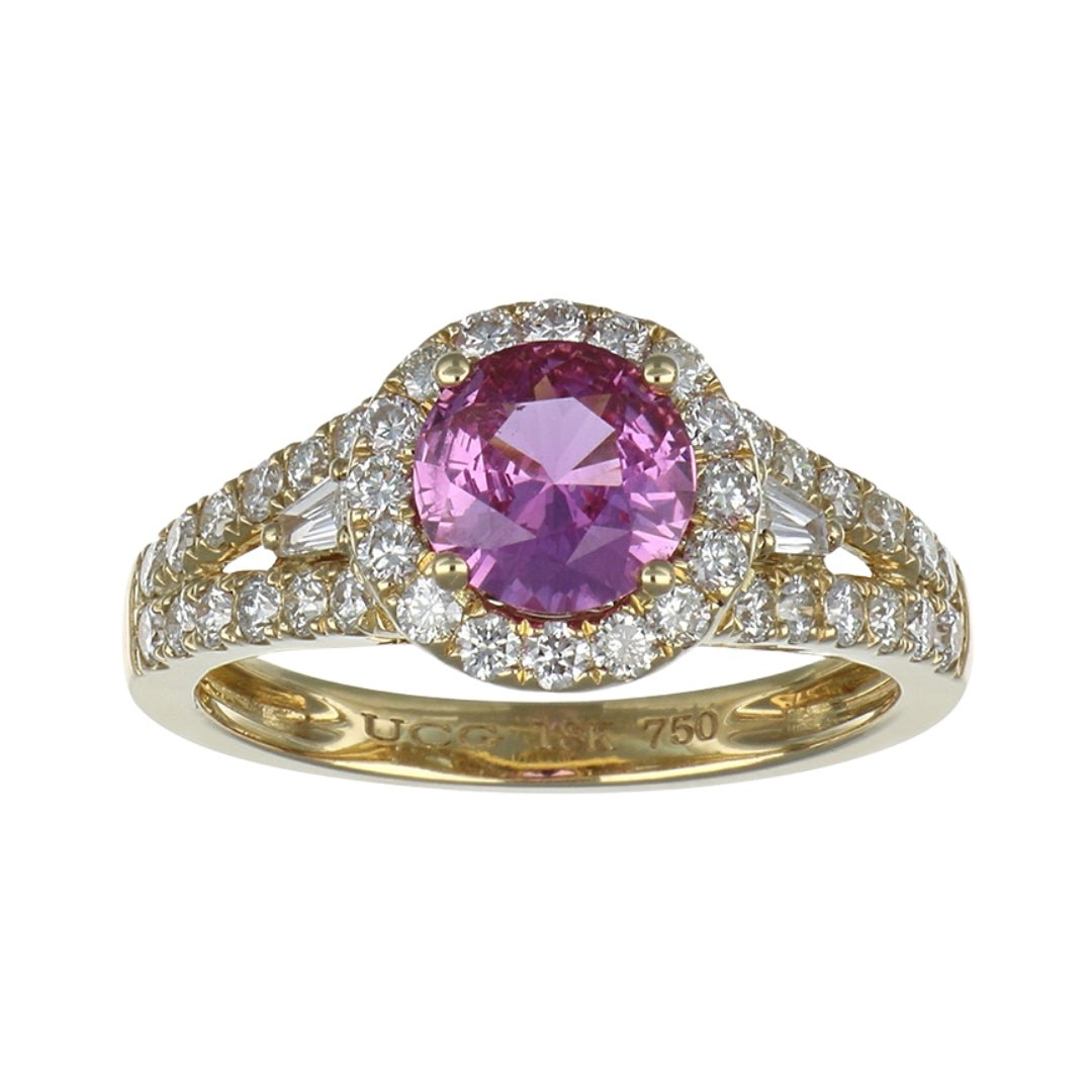 Pink Sapphire Ring (Pink Sapphire 1.13 cts. White Diamond 0.12 cts. White Diamond 0.75 cts.) Not Net