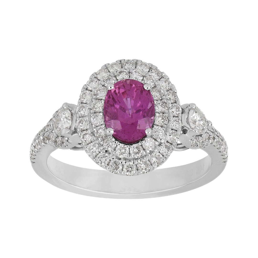 Pink Sapphire Ring (Pink Sapphire 1.4 cts. White Diamond 0.2 cts. White Diamond 0.64 cts.) Not Net