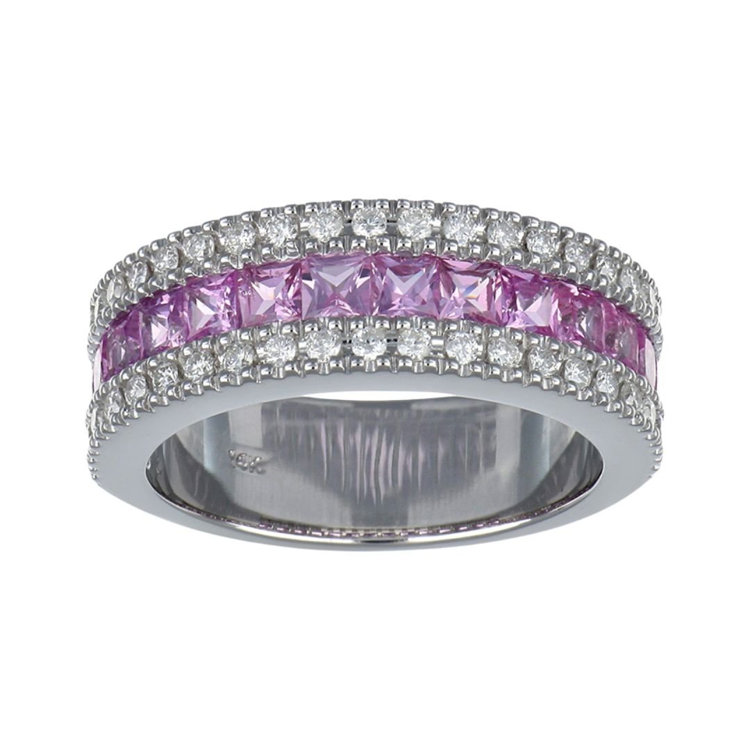 Pink Sapphire Ring (Pink Sapphire 2.02 cts. White Diamond 0.41 cts.) Not Net