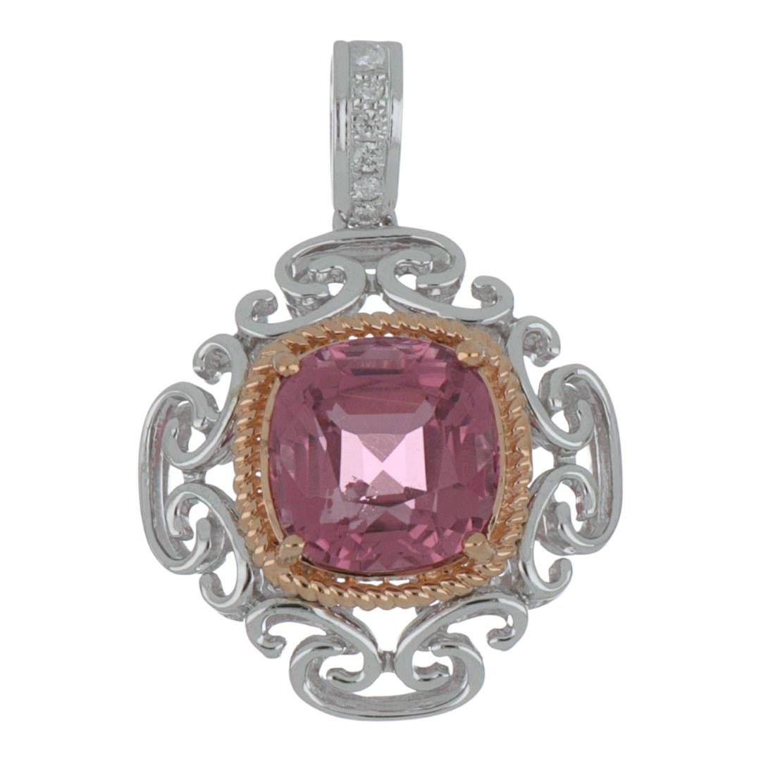 Pink Tourmaline Pendant (Pink Tourmaline 3.03 cts. Cut White Diamond 0.04 cts.) Not Net