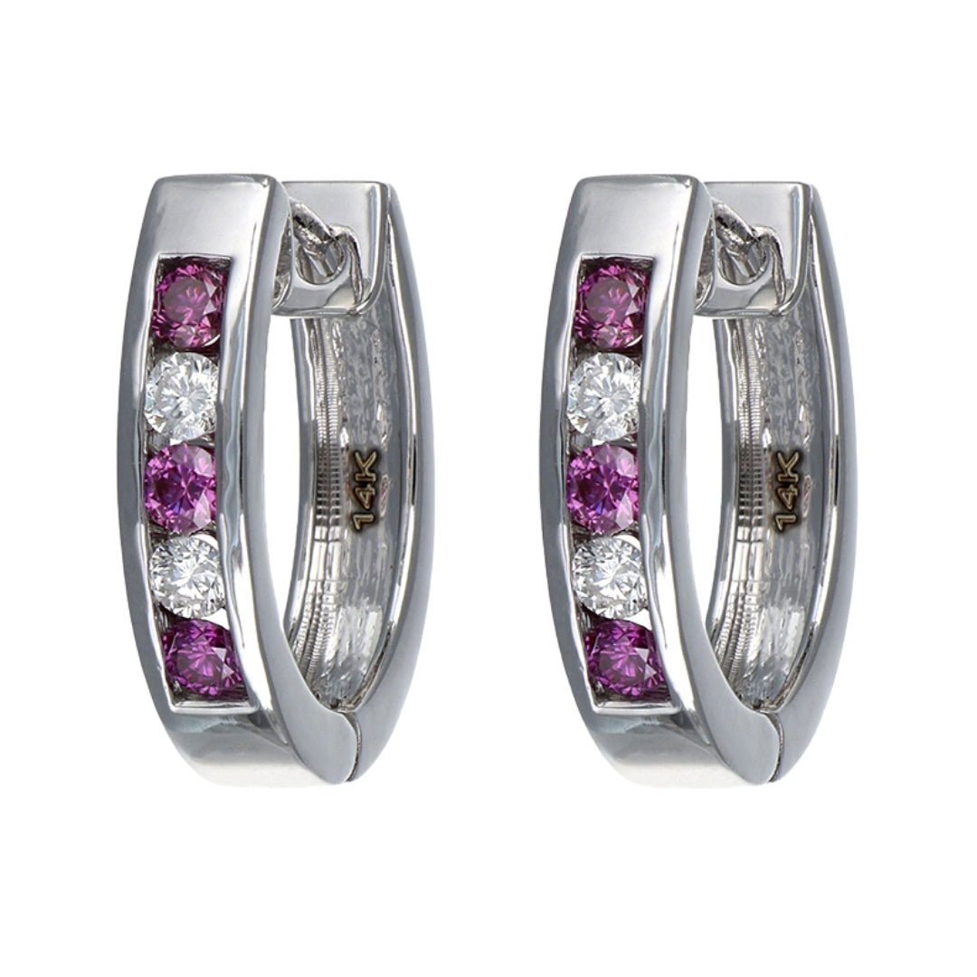 Purple Diamond Earrings (Purple Diamond 0.56 cts. White Diamond 0.36 cts.) Not Net